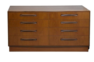 Lot 643 - G-Plan style teak bank of eight drawers