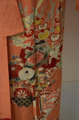 Lot 204 - Japanese kimono or robe, decorated with stylised blossom