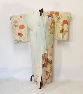 Lot 199 - Japanese kimono or robe, decorated with floral sprays