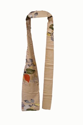 Lot 212 - Japanese obi sash, decorated with stylised leaves and blossom