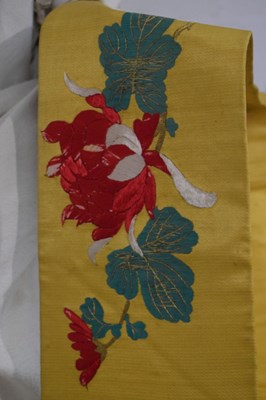 Lot 211 - Japanese obi sash, embroidered with floral sprays