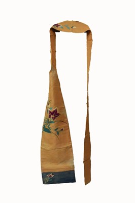 Lot 209 - Japanese obi sash, embroidered with floral sprays