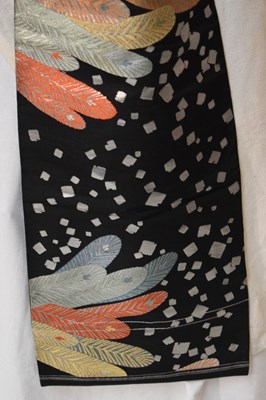 Lot 207 - Japanese obi sash, decorated with stylised feathers