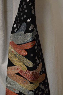 Lot 207 - Japanese obi sash, decorated with stylised feathers