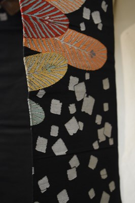 Lot 207 - Japanese obi sash, decorated with stylised feathers