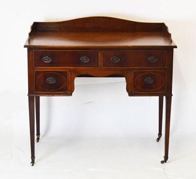 Lot 570 - Edwardian inlaid mahogany writing desk