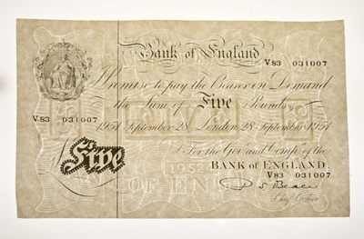 Lot 209 - Bank of England five pound banknote