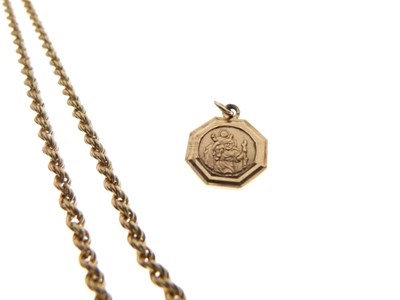 Lot 89 - 9ct St Christopher and chain, bracelet and charm