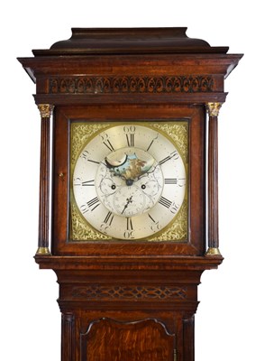 Lot 441 - George III oak and mahogany-cased 8-day brass dial longcase clock Halifax