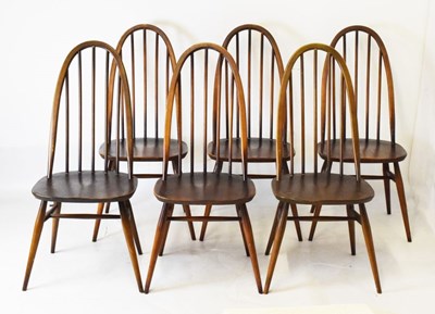 Lot 659 - Ercol - Set of six elm Windsor dining chairs