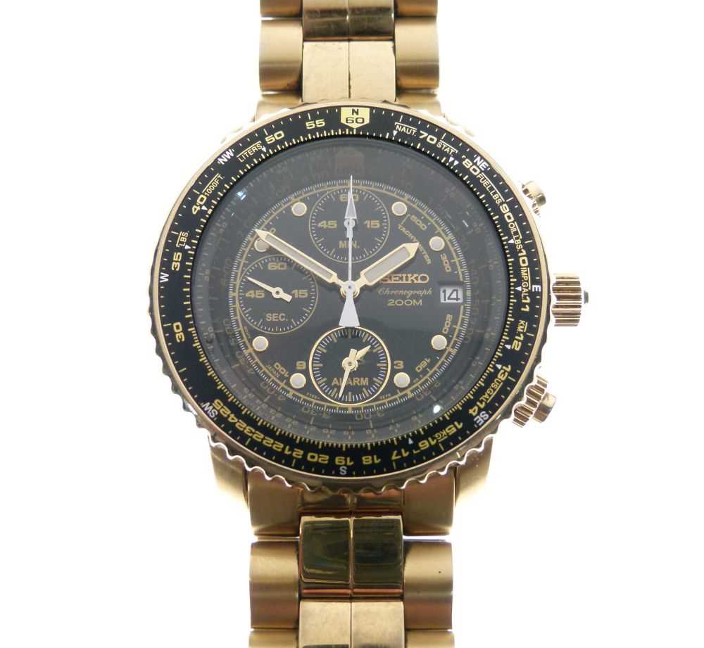 Lot 131 - Seiko  - Gentleman's Chronograph 200m gold-plated wristwatch