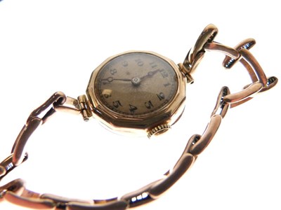 Lot 75 - 9ct gold cased Rone Sportsman wristwatch, together with two ladies 9ct gold cocktail watches