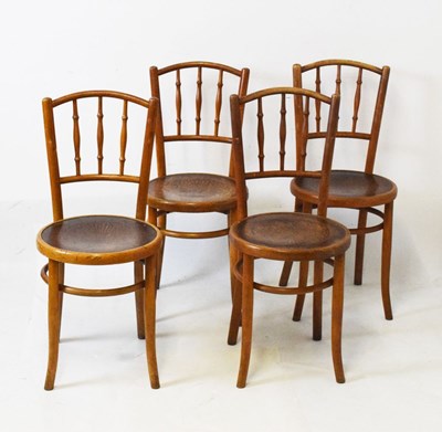 Lot 590 - Set of four Fischel bentwood chairs