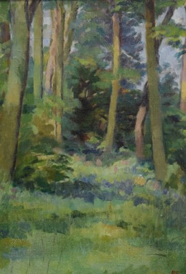 Lot 588 - Peter Swan RWA - Oil on canvas - Woodland scene