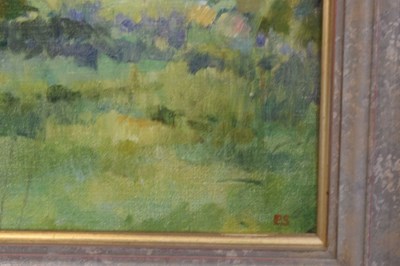 Lot 588 - Peter Swan RWA - Oil on canvas - Woodland scene