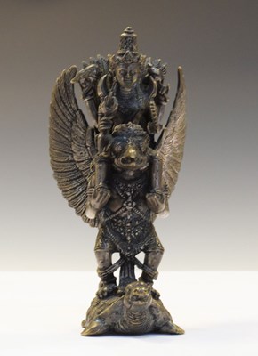 Lot 413 - Indian bronzed alloy of Vishnu Garuda upon vahana