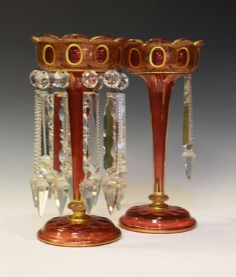 Lot 534 - Pair of Bohemian glass table lustres