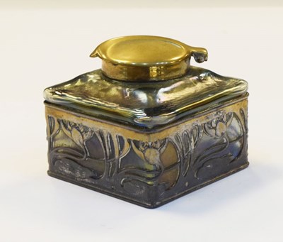 Lot 265 - Art Nouveau iridescent glass inkwell