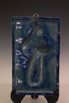 Lot 316 - Blue glazed majolica tile plaque