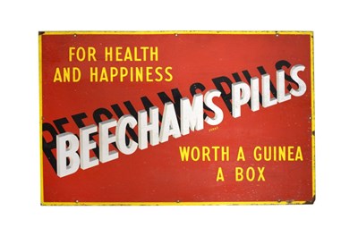Lot 185 - Advertising interest: Beechams Pills enamel sign