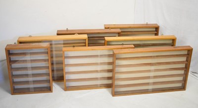 Lot 710 - Seven scratch built collectors cabinets with plastic sliding doors