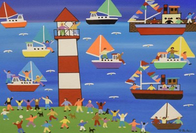 Lot 571 - Gordon Barker - Acrylic - 'Wonderful Sailing Boats'