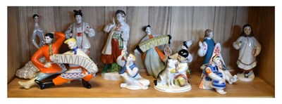 Lot 723 - Ten Russian Soviet-era porcelain figures