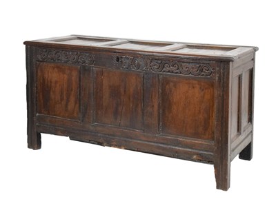 Lot 676 - William III oak coffer or bedding chest dated 1702