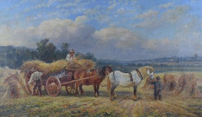 Lot 597 - William Vivian Tippett, (1833-1910) - Oil on canvas - Corn harvest