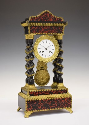 Lot 625 - 19th Century French red tortoiseshell portico clock