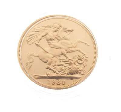 Lot 191 - Elizabeth II gold proof sovereign 1980