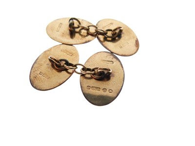 Lot 76 - Pair of 9ct gold oval cufflinks, and a 9ct gold signet ring