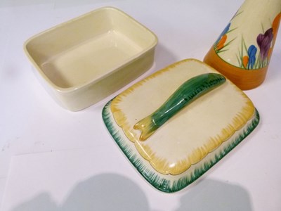 Lot 365 - Clarice Cliff sardine dish, sifter and Carlton Ware salad dish