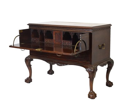 Lot 715 - Muirhead Moffat, Glasgow - Chippendale Revival mahogany secretaire chest