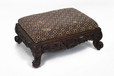 Lot 686 - Colonial style carved hardwood footstool