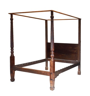 Lot 512 - Mahogany and oak four-poster double bed