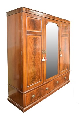 Lot 558 - Edwardian inlaid mahogany wardrobe