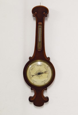 Lot 523 - Victorian mahogany wheel or 'Banjo' barometer