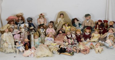 Lot 451 - Quantity of approximately thirty modern bisque headed dolls