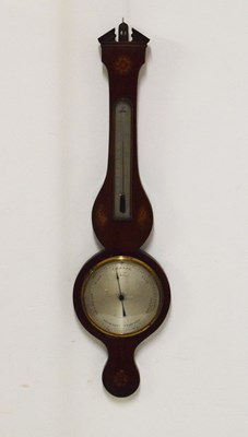 Lot 521 - Early 19th Century inlaid mahogany wheel barometer, Turcone, Manchester