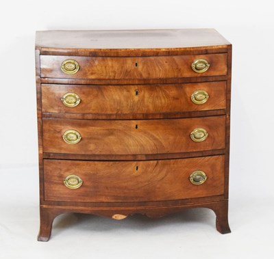 Lot 551 - Early 19th Century inlaid bowfront mahogany chest of drawers