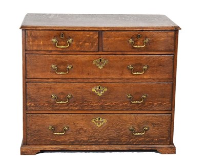 Lot 640 - Oak chest of two short over three long drawers