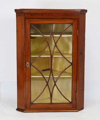 Lot 721 - Mahogany glass door corner cupboard