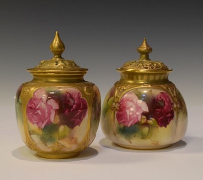 Lot 350 - Royal Worcester - Two pot pourri vases