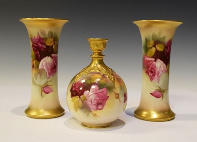 Lot 348 - Royal Worcester - Two cylindrical vases, and another