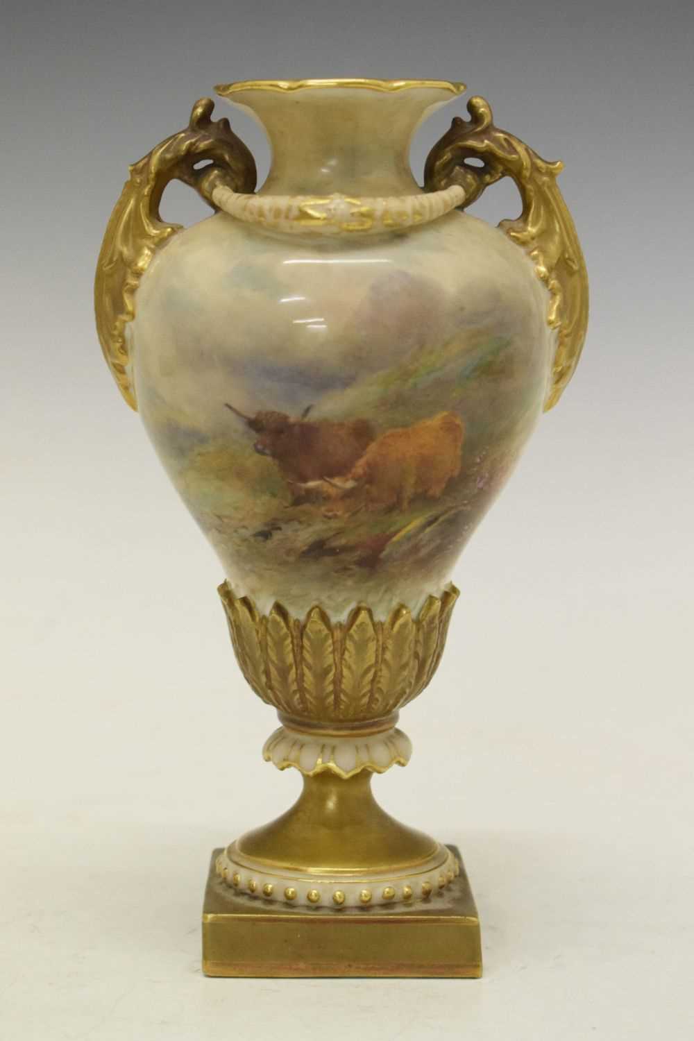 Lot 380 - Royal Worcester Harry Stinton cattle vase