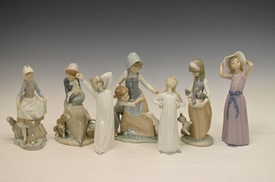 Lot 384 - Lladro - Seven porcelain figures