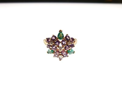 Lot 21 - 18ct gold, diamond and gemstone cluster ring