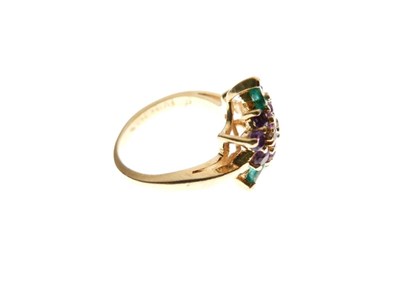 Lot 21 - 18ct gold, diamond and gemstone cluster ring
