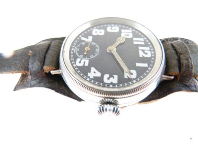 Lot 66 - World War I period silver cased Trench watch